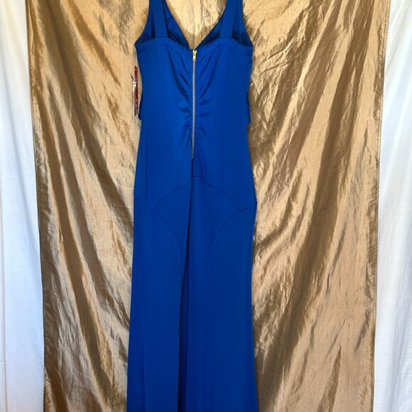 NWT! Beautiful Emerald Sunday Blue Maxi Formal Zipper Dress ~Thick Straps ~Sz. L - Picture 9 of 15